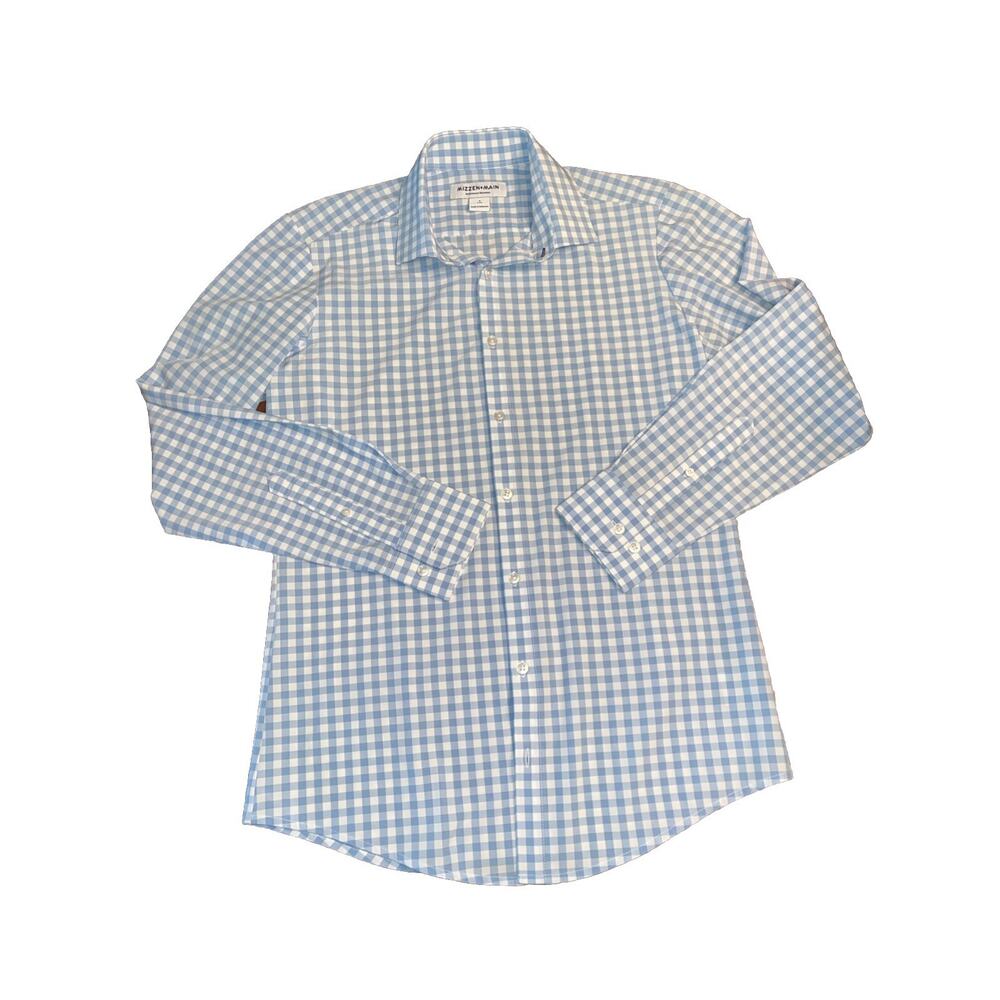 Mizzen Main Men's Performance Button Up Shirt S Gingham Quick Dry Stretch